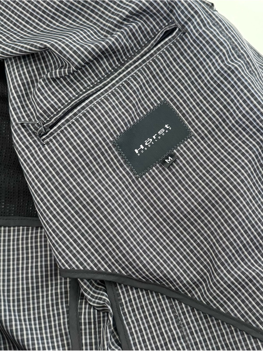 Hörst Düsseldorf Men’s Mac Style Rain Coat In Gray Micro Check - Size M - New - Picture 7 of 9
